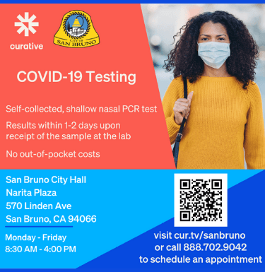 Curative Testing at Narita Plaza.  Make an appointment at cur.tv/sanbruno or 888-702-9042.