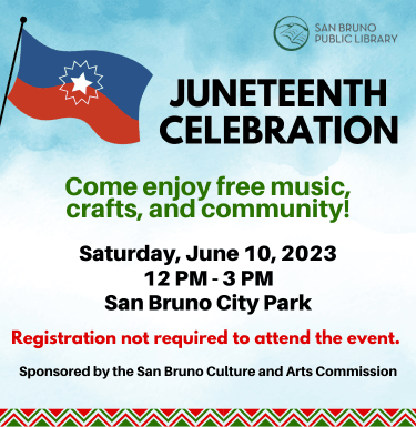 Image of Juneteenth Celebration invitation text and flag