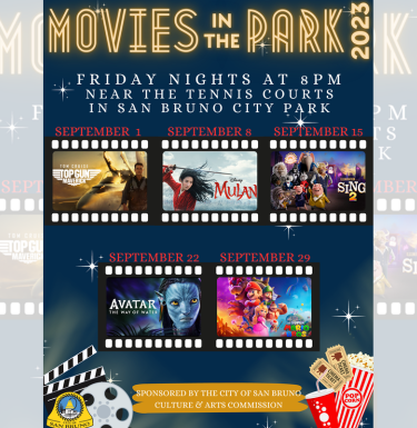 Image of movie film with list of movies that are scheduled.