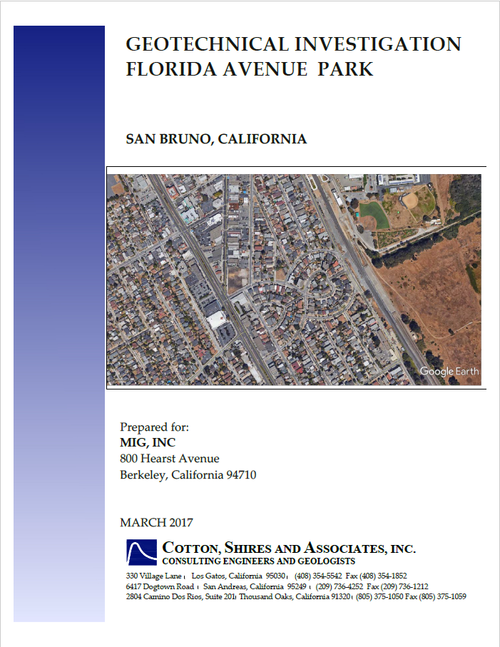 Geotechnical Investigation Florida Avenue Park
